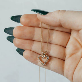 Mixed Cut Diamond Heart Pendant Necklace