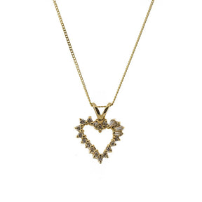 Mixed Cut Diamond Heart Pendant Necklace