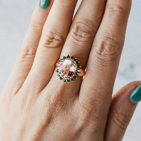 14K Yellow Gold Morganite & Tsavorite Ring