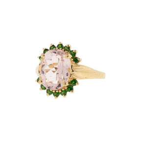 14K Yellow Gold Morganite & Tsavorite Ring
