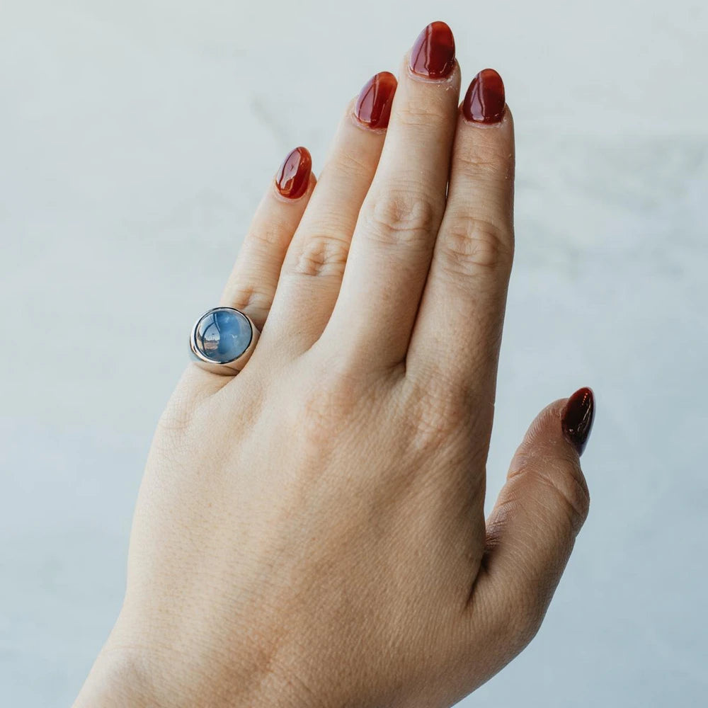 Natural Blue Star Sapphire Platinum Ring