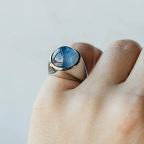 Natural Blue Star Sapphire Platinum Ring