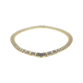 14K Yellow Gold 16" Natural Diamond Chevron Necklace