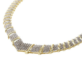 14K Yellow Gold 16" Natural Diamond Chevron Necklace