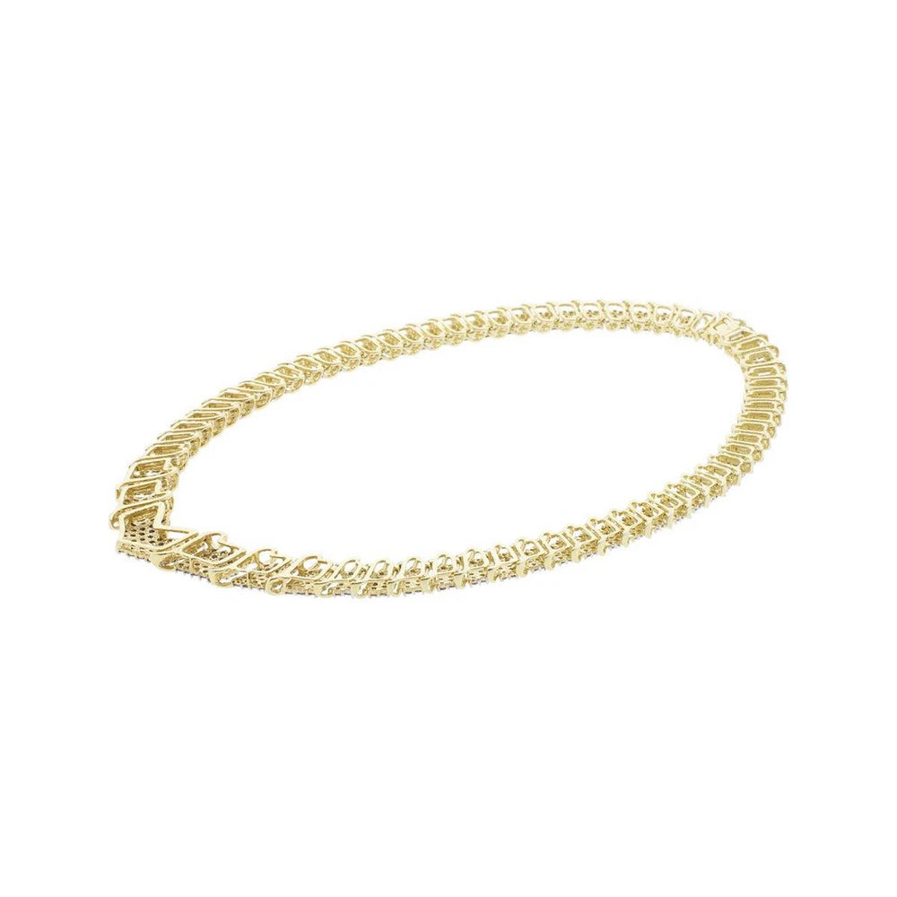 14K Yellow Gold 16" Natural Diamond Chevron Necklace