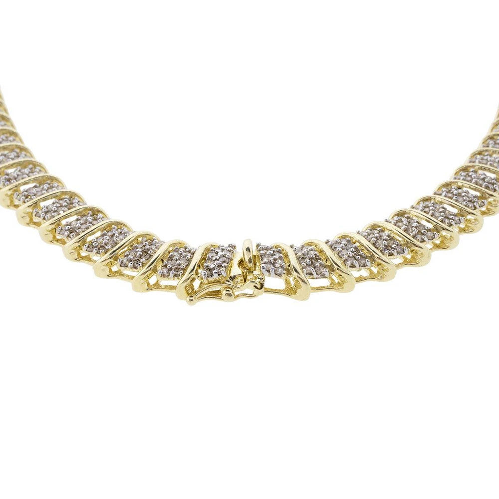 14K Yellow Gold 16" Natural Diamond Chevron Necklace