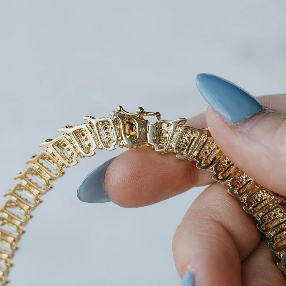 14K Yellow Gold 16" Natural Diamond Chevron Necklace