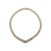 14K Yellow Gold 16" Natural Diamond Chevron Necklace