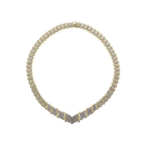 14K Yellow Gold 16" Natural Diamond Chevron Necklace