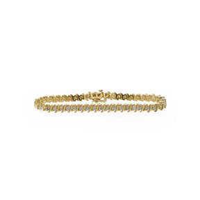 Yellow Gold and Natural Diamond Tennis Line Bracelet
