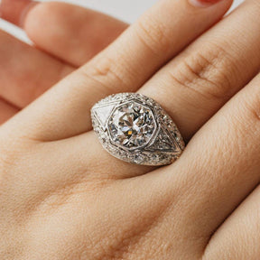 Old European Cut Diamond Antique Platinum Ring