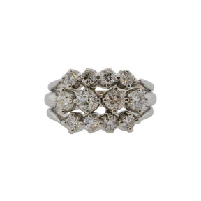 Old Mine and Modern Diamond Three Line Ring