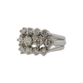 Old Mine and Modern Diamond Three Line Ring