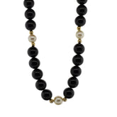 Onyx and Pearl Necklace with 14k Gold Accents - 20 Inch Length