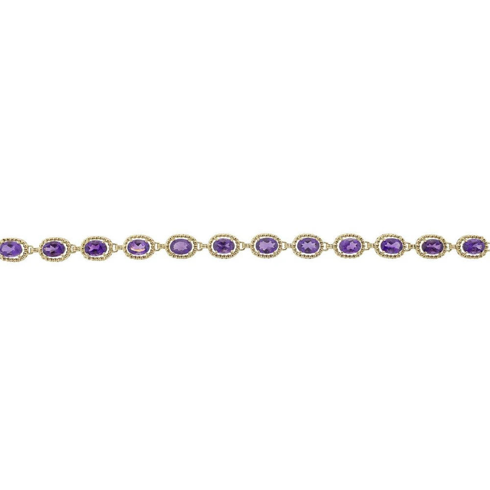10K Yellow Gold Oval Cut Amethyst Bracelet