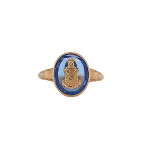 Oval Lab Sapphire Vintage Fraternity 10k Ring