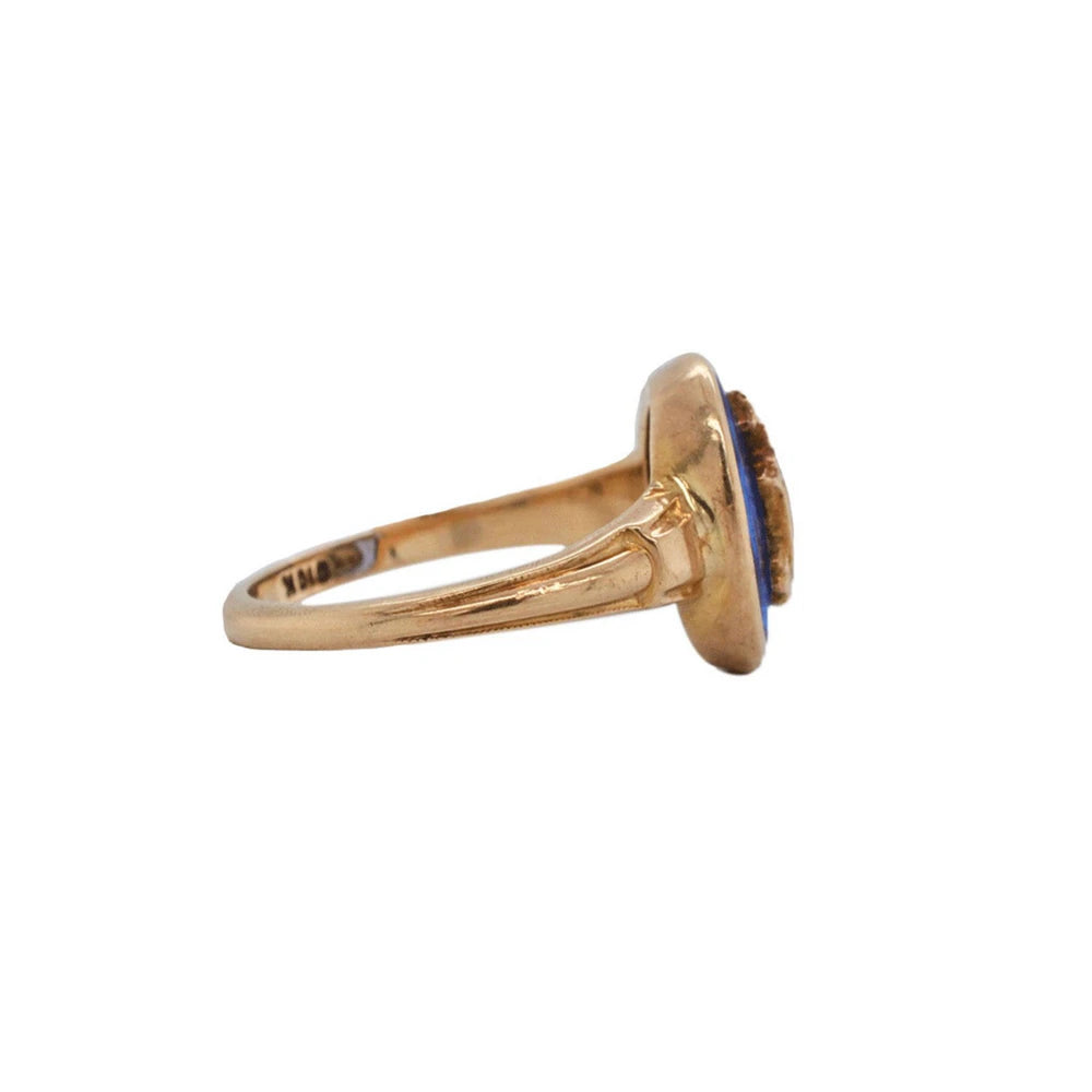 Oval Lab Sapphire Vintage Fraternity 10k Ring