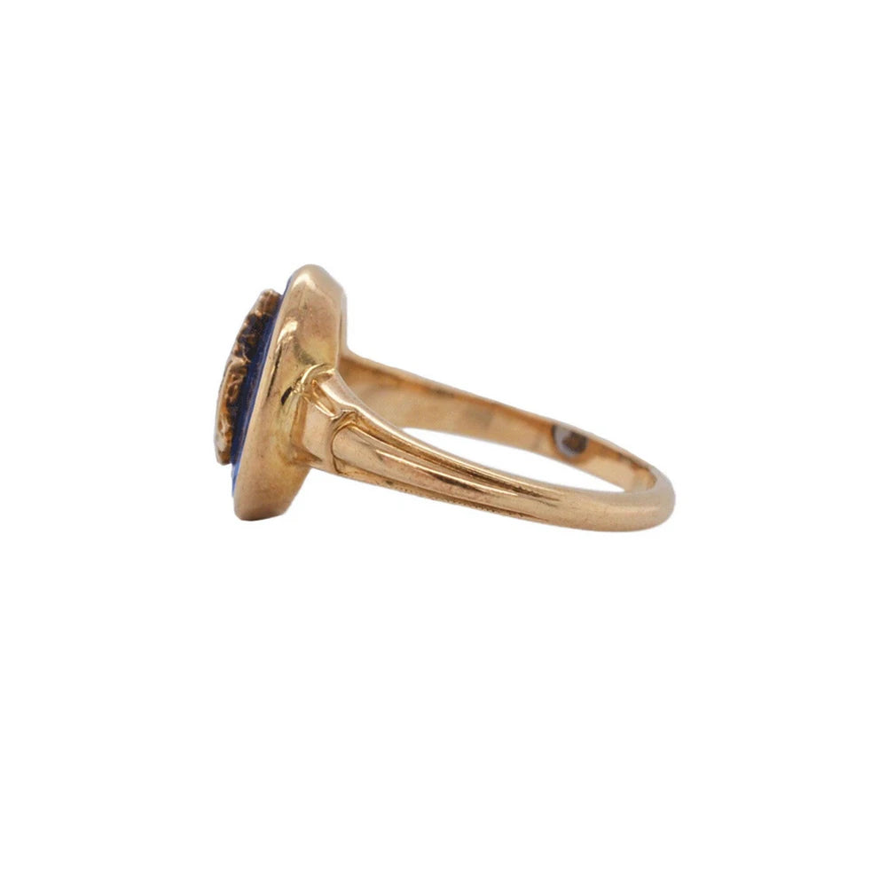 Oval Lab Sapphire Vintage Fraternity 10k Ring