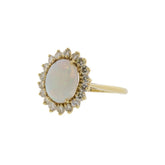Oval Opal and Diamond Halo Ring