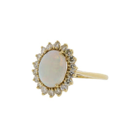 Oval Opal and Diamond Halo Ring