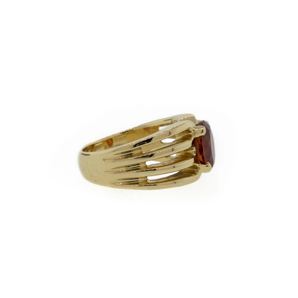 Oval Untreated Natural Orange Sapphire Ring