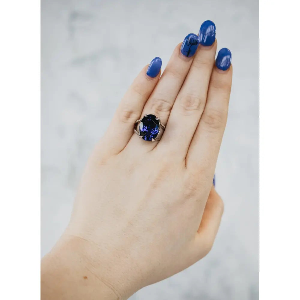 Oval Tanzanite & Diamond 14K White Gold Ring