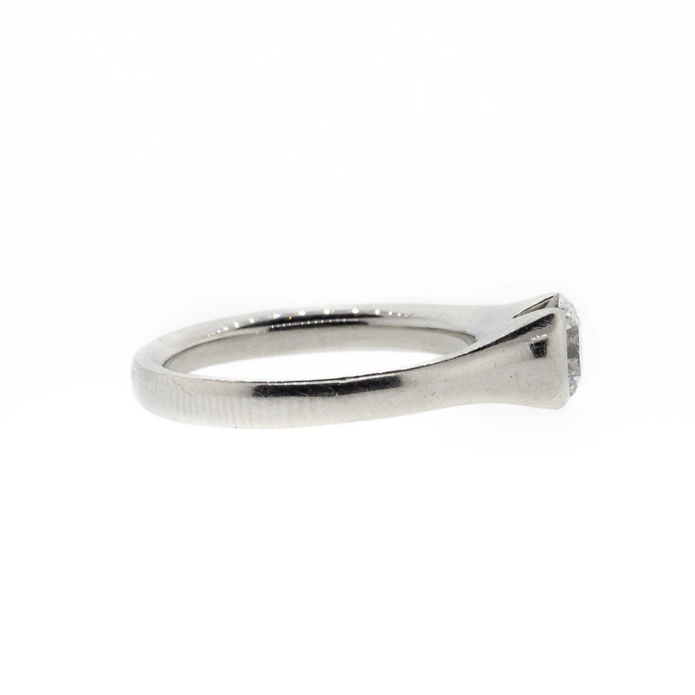 Partial-Bezel Platinum Diamond Solitaire Ring