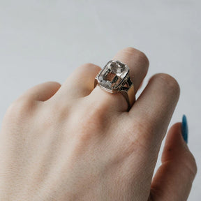 Partial-Bezel Rutilated Quartz Ring