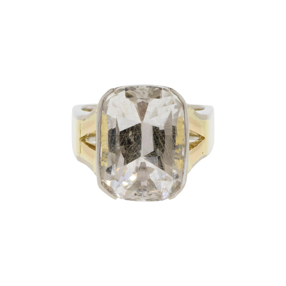 Partial-Bezel Rutilated Quartz Ring
