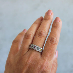 Pastel Sapphire & Diamond Halo Ring