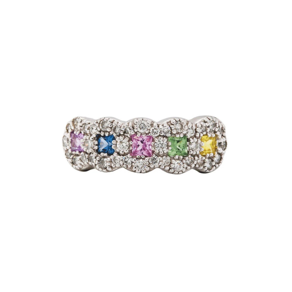 Pastel Sapphire & Diamond Halo Ring
