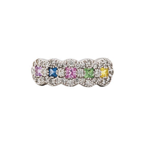 Pastel Sapphire & Diamond Halo Ring