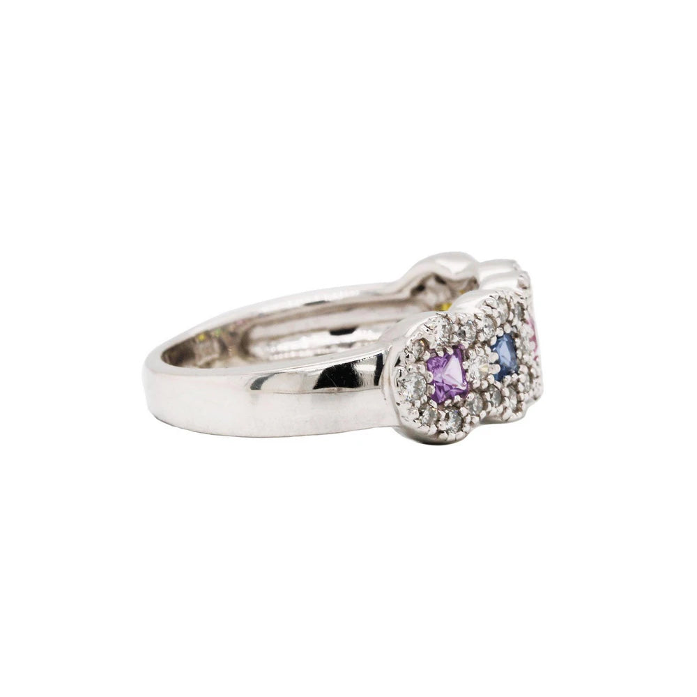 Pastel Sapphire & Diamond Halo Ring