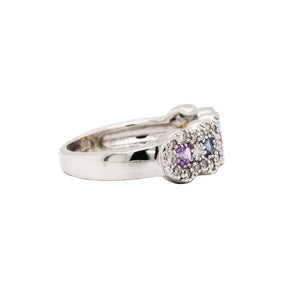 Pastel Sapphire & Diamond Halo Ring