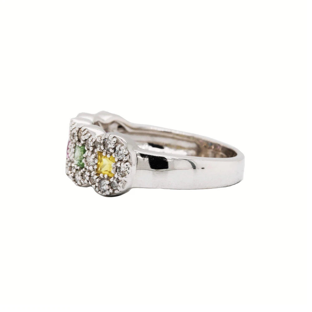 Pastel Sapphire & Diamond Halo Ring