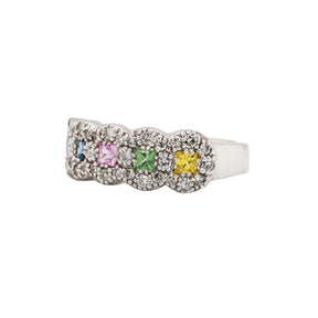 Pastel Sapphire & Diamond Halo Ring