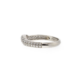 Pave Style Two-Line Diamond Platinum Contour Band