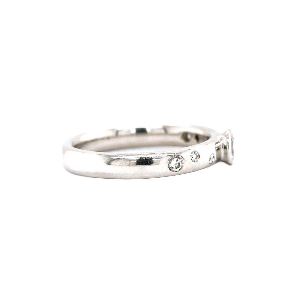 Platinum Bezel Set Inset Scattered Diamond Band