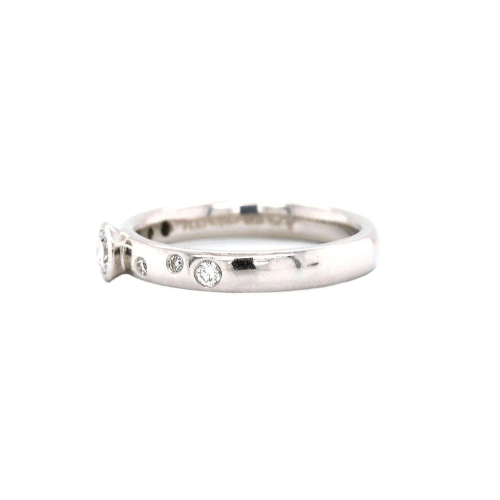 Platinum Bezel Set Inset Scattered Diamond Band