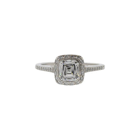 Platinum Tiffany & Co Cushion Cut Halo Engagement Ring