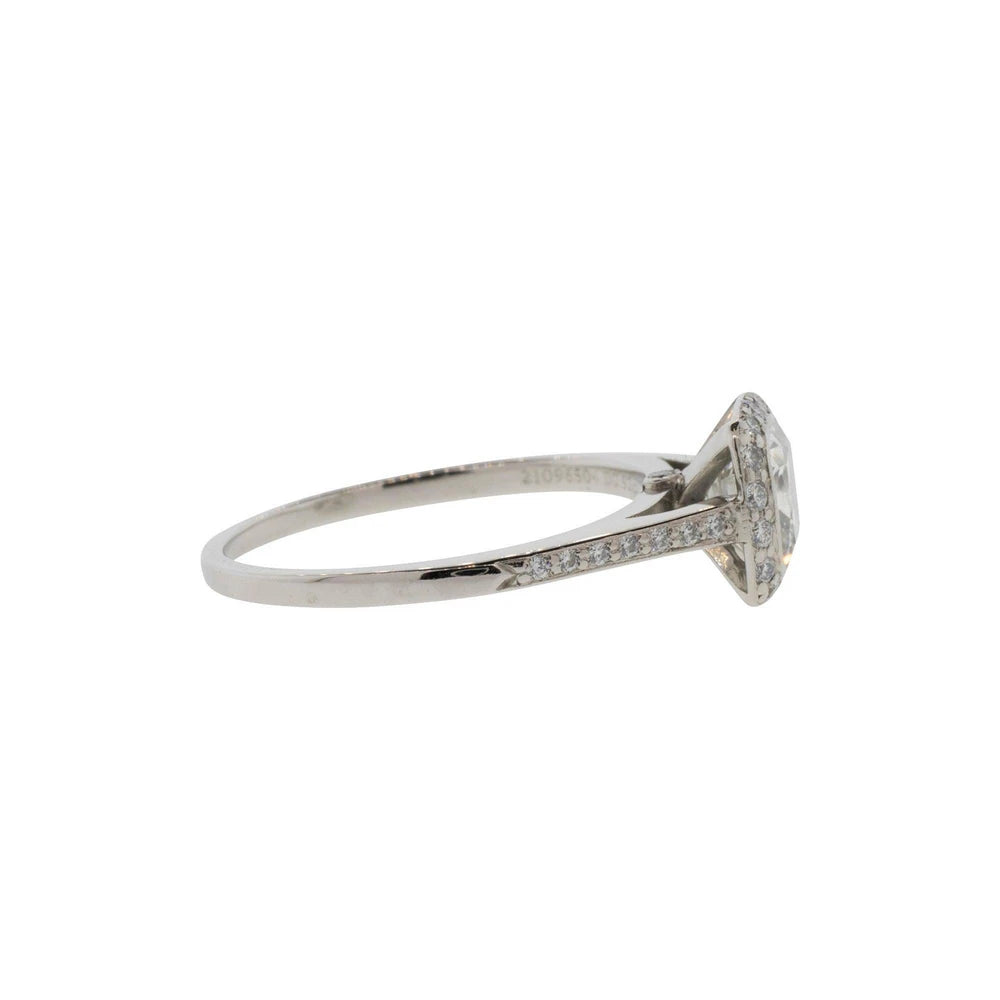 Platinum Tiffany & Co Cushion Cut Halo Engagement Ring