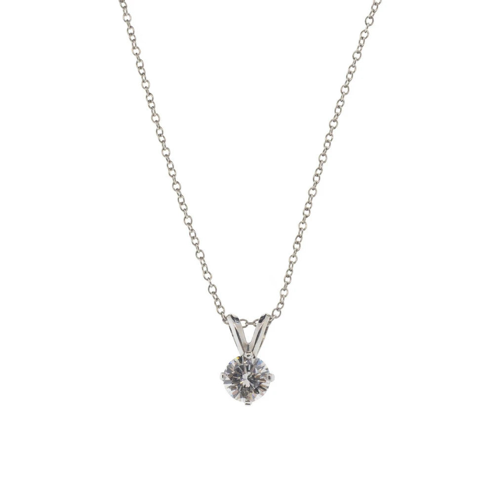 Platinum Round Brilliant Diamond Pendant Necklace