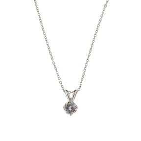 Platinum Round Brilliant Diamond Pendant Necklace