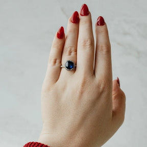 Platinum 3.67ct Sapphire and Diamond Cocktail Ring