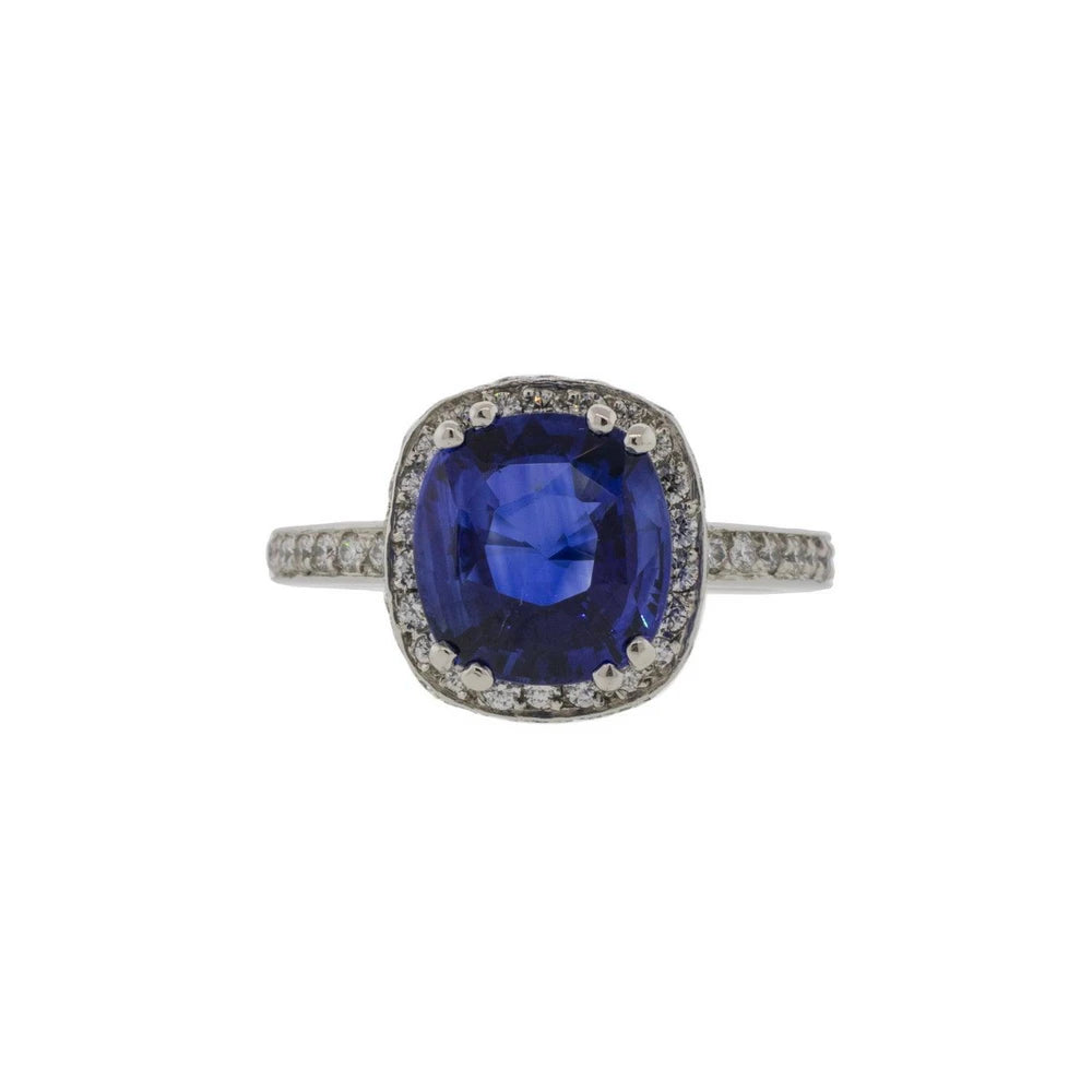 Platinum 3.67ct Sapphire and Diamond Cocktail Ring