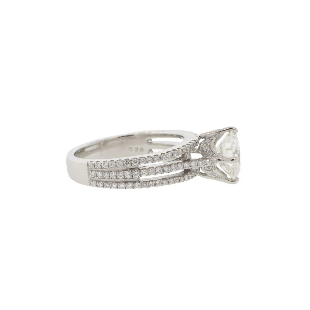 Platinum Three Line Accented Diamond Solitaire Ring