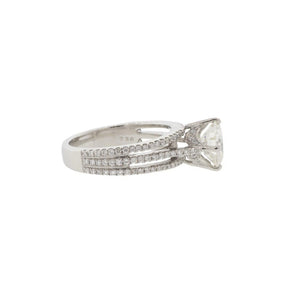 Platinum Three Line Accented Diamond Solitaire Ring