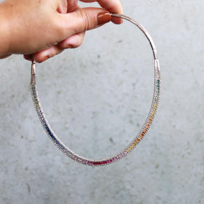 Rainbow Sapphire & Diamond Link Necklace