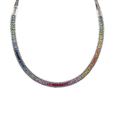 Rainbow Sapphire & Diamond Link Necklace