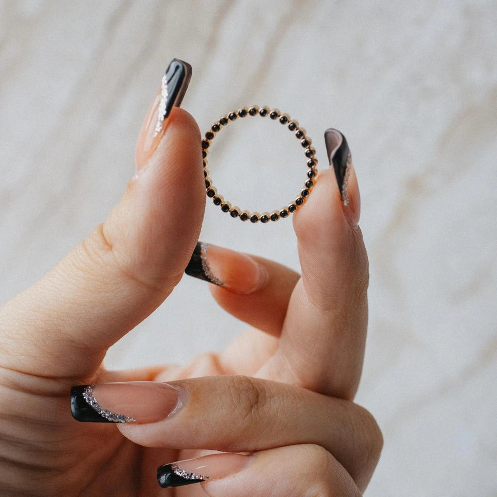 18K Yellow Gold Reversible Black & White Diamond Eternity Ring